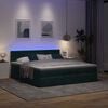 vidaXL Ottoman-Bett mit Matratzen & LEDs Dunkelgr&uuml;n 200x200 cm Samt