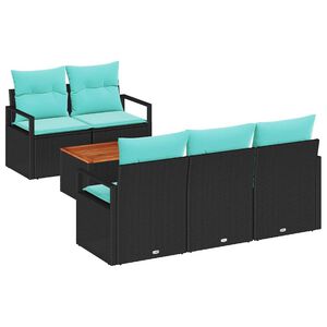 vidaXL Gartensofa-set mit Kissen 6 pcs Schwarz Poly-Rattan