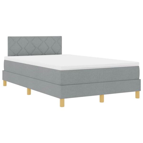 vidaXL Boxspringbett mit Matratze Hellgrau 120 x 190 cm Stoff