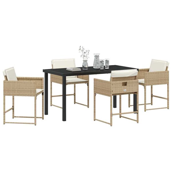 vidaXL Garten Essgruppe 5 pcs Beige Poly-Rattan