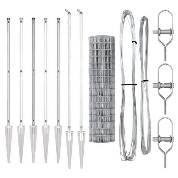 vidaXL Zaun mit Pfosten Silber 1,4 x 10 m Stahl