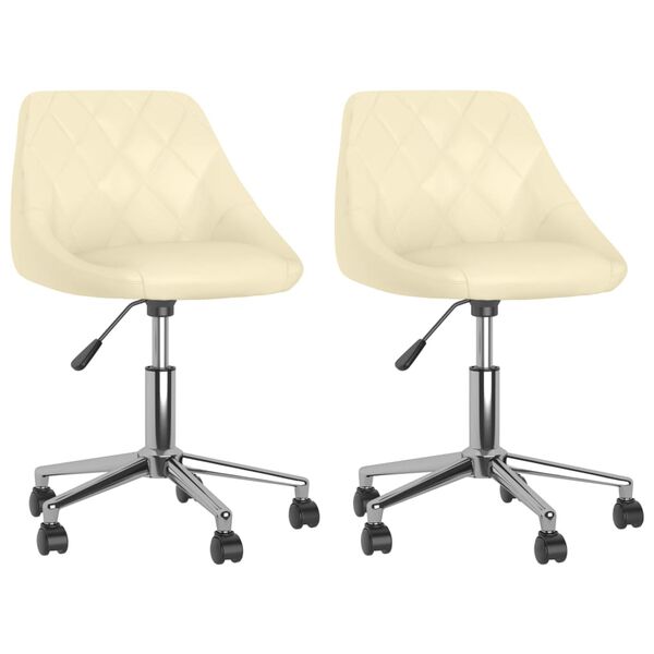 vidaXL Esszimmerst&uuml;hle 2 Stk. Drehbar Creme Kunstleder