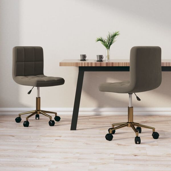 vidaXL Esszimmerst&uuml;hle 2 Stk. Drehbar Dunkelgrau Samt