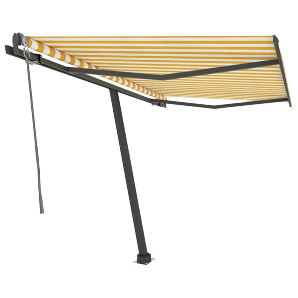 vidaXL Standmarkise Automatisch 350x250 cm Gelb/Wei&szlig;