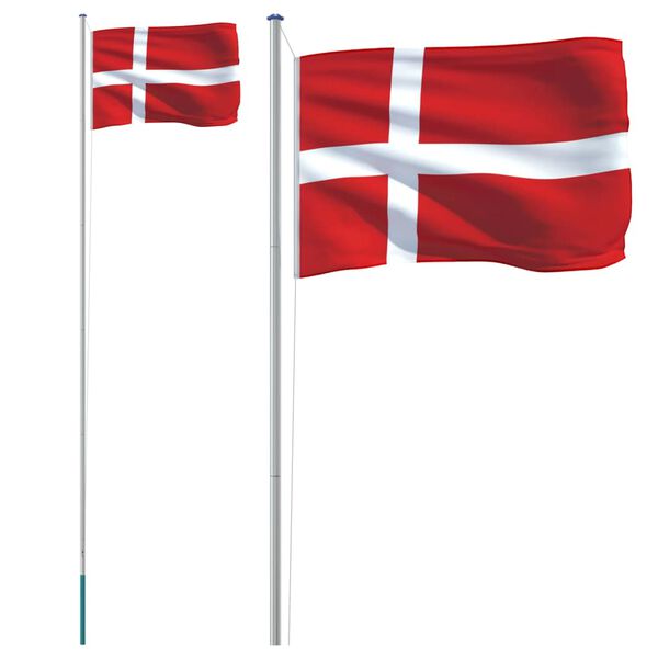 vidaXL Flagge D&auml;nemarks mit Mast 6,08 m Aluminium