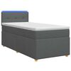 vidaXL Boxspringbett mit Matratze und LED Dunkelgrau 90 x 190 cm Stoff