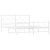 vidaXL Bettgestell mit Kopf- und Fu&szlig;teil Metall Wei&szlig; 150x200 cm
