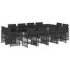 vidaXL 13-tlg. Garten-Essgruppe mit Kissen Schwarz Poly Rattan
