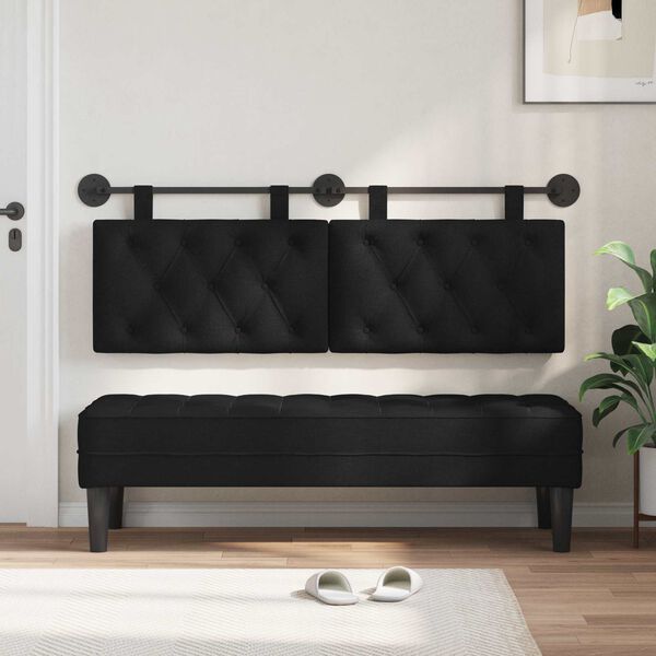 vidaXL H&auml;ngevorderseite Wandmontiert Schwarz 130 x 55 x 7 cm Stoff