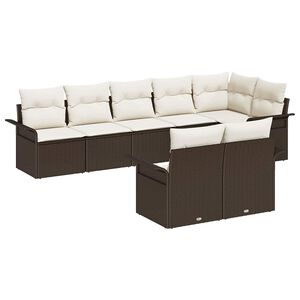 vidaXL Gartensofa-set mit Kissen 8 pcs Braun Poly-Rattan