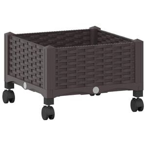 vidaXL Gartenpflanzer mit R&auml;dern Braun 40 x 40 x 29 cm PP
