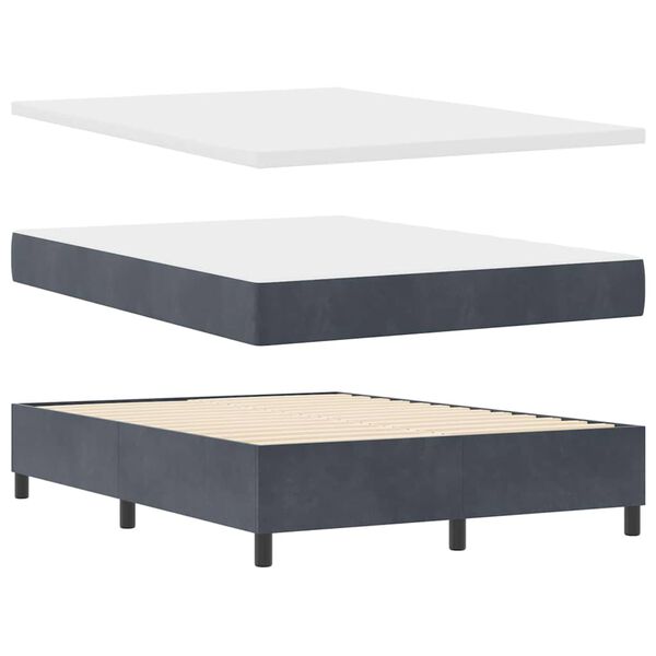 vidaXL Boxspringbett mit Matratze Dunkelgrau 160 x 200 cm Samt