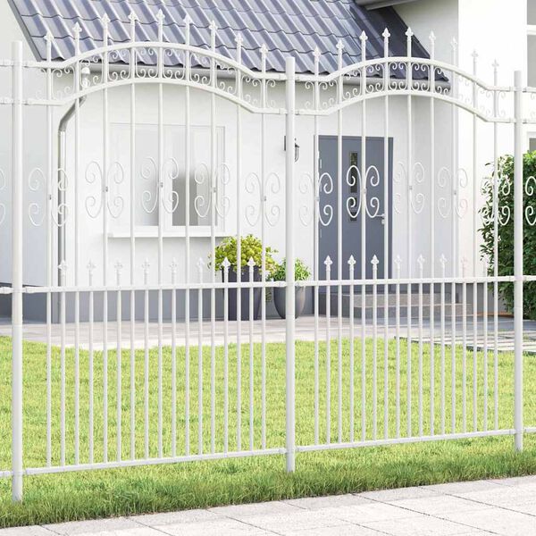 vidaXL Gartenzaun Wei&szlig; 240 x 215 cm Pulverbeschichteter Stahl