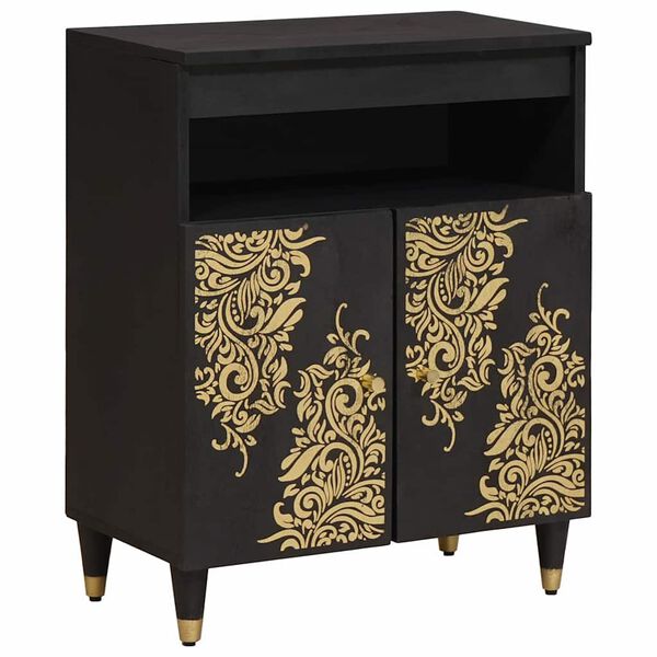 vidaXL Sideboard mit Regal Schwarz 60 x 33 x 75 cm Massivholz Mango
