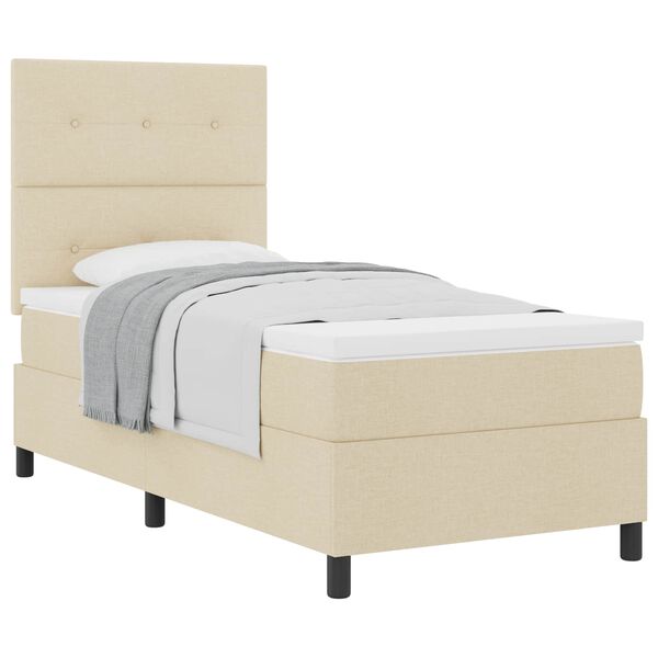vidaXL Boxspringbett mit Matratze mit Kopfteil Creme 80 x 200 cm Stoff