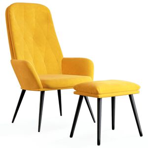 vidaXL Relaxsessel mit Hocker Senfgelb Samt