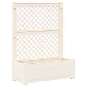 vidaXL Gro&szlig;er Pflanzer mit Rankgitter Wei&szlig; 99,5 x 43 x 133,5 cm PP