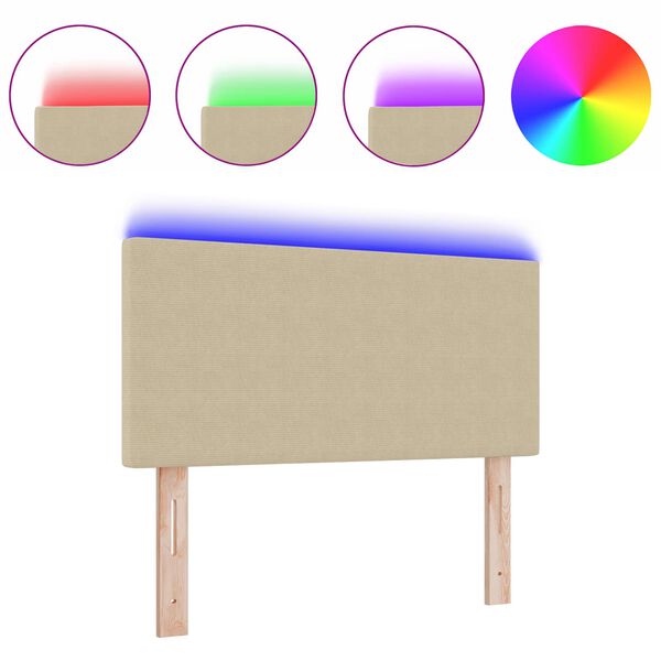 vidaXL LED Kopfteil mit LED-Lichtleisten Grau-Gr&uuml;n 90 cm Polyester