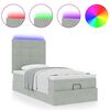 vidaXL Ottoman-Bett mit Matratzen & LEDs Hellgrau 90x200 cm Samt
