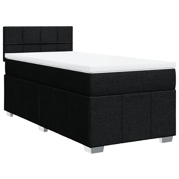 vidaXL Boxspringbett mit Matratze Schwarz 100x200 cm Stoff