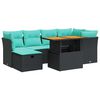 vidaXL 7-tlg. Garten-Sofagarnitur mit Kissen Braun Poly Rattan Akazie