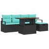 vidaXL Gartensofa-set mit Kissen 6 pcs Schwarz Poly-Rattan
