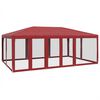 vidaXL Partyzelt mit 10 Mesh-Seitenteilen Rot 6x4 m HDPE