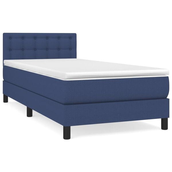 vidaXL Boxspringbett mit Matratze Blau 90x190 cm Stoff
