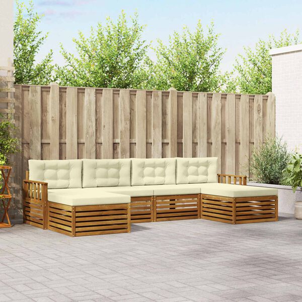 vidaXL Sofagarnituren 6 pcs Natur und Creme Massivholz Akazie