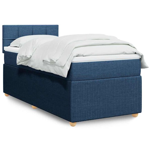 vidaXL Boxspringbett mit Matratze Blau 100x200 cm Stoff