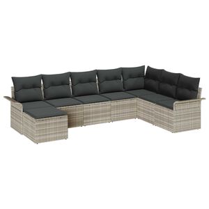 vidaXL Garten-Sofa-Set mit Kissen 8 pcs Hellgrau Poly Rattan
