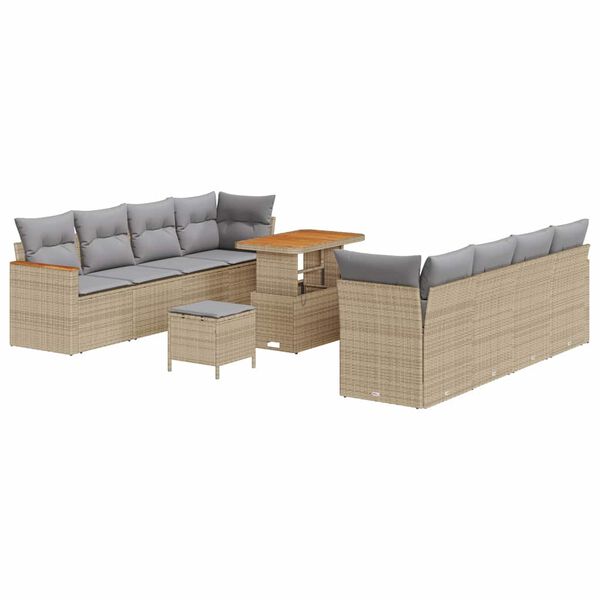 vidaXL Gartensofa-set mit Kissen 12 pcs Beige Poly-Rattan