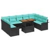 vidaXL Garten-Sofa-Set mit Kissen 10 pcs Schwarz und blau