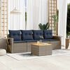 vidaXL 5-teiliges Gartensofa-Set mit Kissen, grau, Polyrattan