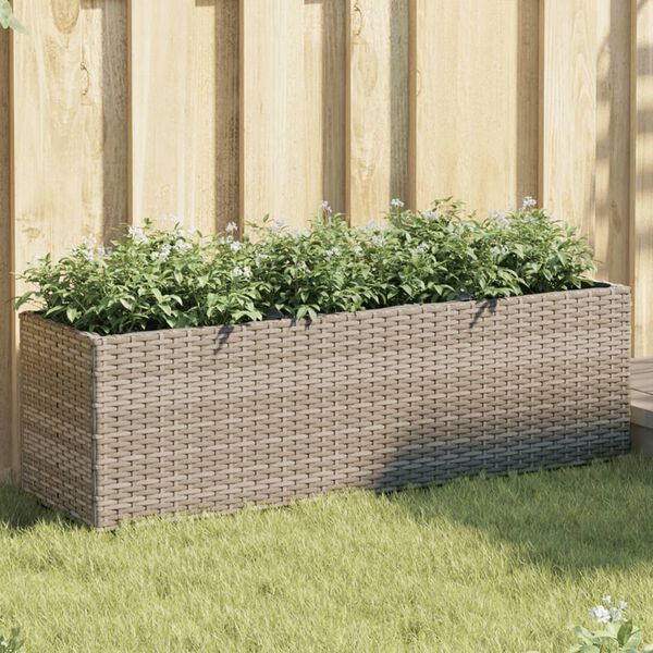 vidaXL Hochbeet mit 3 F&auml;chern Grau 105x30x32 cm Poly Rattan