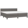 vidaXL Boxspringbett mit Matratze Grau 200x200 cm Kunstleder