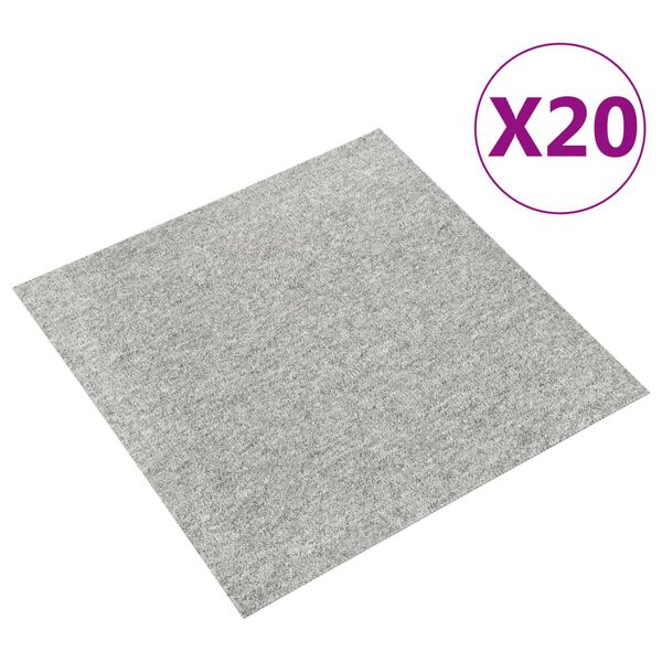 vidaXL Teppichfliesen 20 Stk. 5 m² 50x50 cm Hellgrau