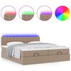 vidaXL Ottoman-Bett mit Matratzen LEDs Cappuccino 200x200cm Kunstleder