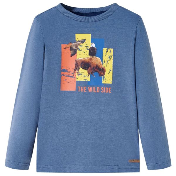 Kinder-Langarmshirt Blau Melange 104