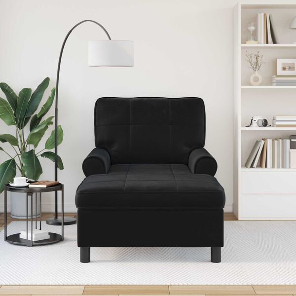 vidaXL Lounge-Liege mit Kissen Schwarz 91 x 157 x 91 cm Samt