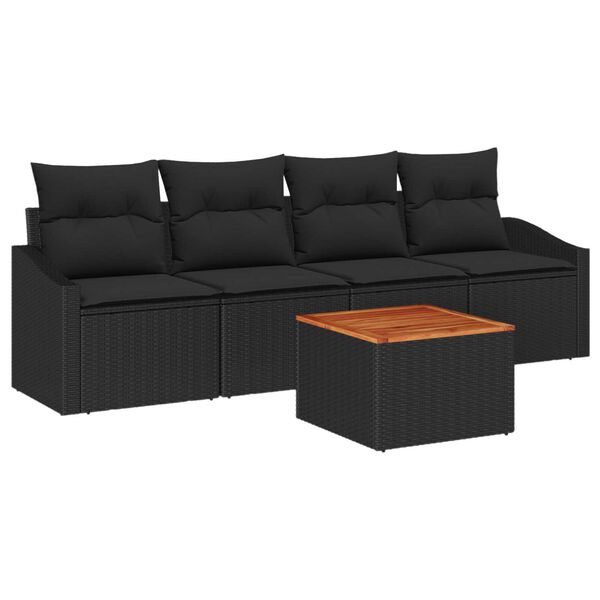 vidaXL Gartensofa-set mit Speicher 5 pcs Schwarz Poly-Rattan
