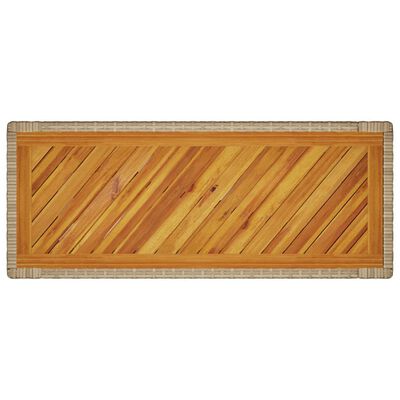 vidaXL Garten-Beistelltisch mit Holzplatte Beige Poly Rattan