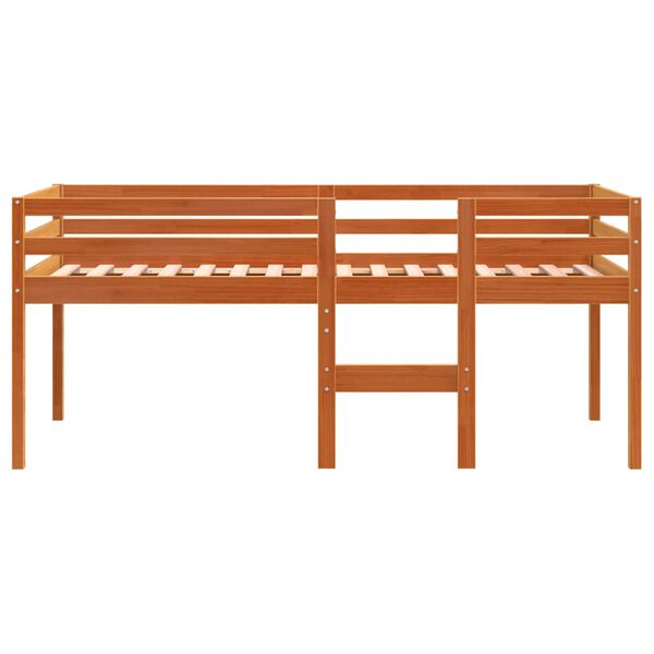 vidaXL Hochbett Wachsbraun 90x200 cm Massivholz Kiefer