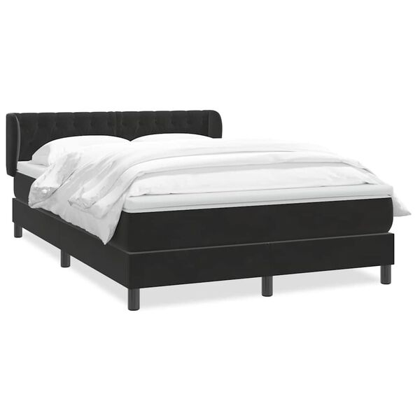 vidaXL Boxspringbett mit Matratze Schwarz 160x220 cm Samt