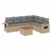 vidaXL 7-tlg. Garten-Sofagarnitur mit Kissen Beige Poly Rattan