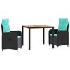 vidaXL Outdoortisch-Set 3 stk. PE Rattan und pulverbeschichteter Stahl