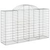 vidaXL Gabione mit Hochbogen 200x50x120/140 cm Verzinktes Eisen