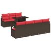 vidaXL Gartensofa-set mit Speicher 8 pcs Braun und Rot Poly-Rattan