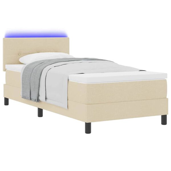 vidaXL Boxspringbett mit Matratze mit Kopfteil Creme 90 x 190 cm Stoff