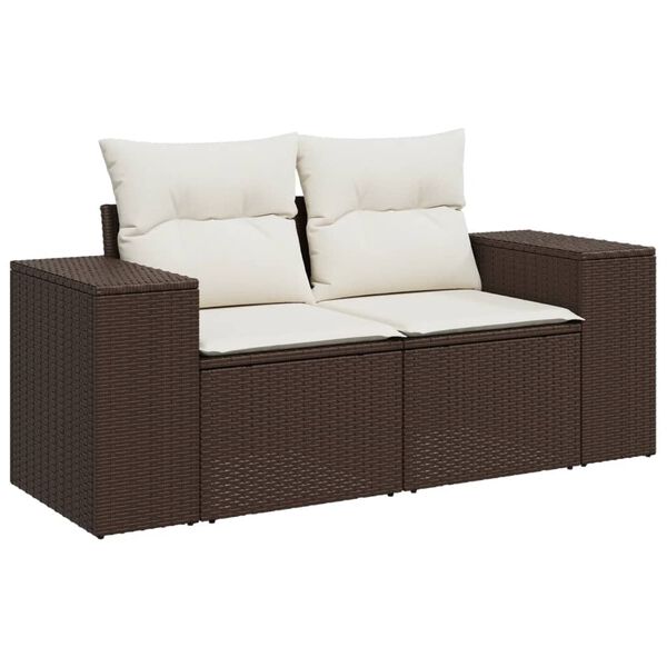 vidaXL 8-tlg. Garten-Sofagarnitur mit Kissen Braun Poly Rattan